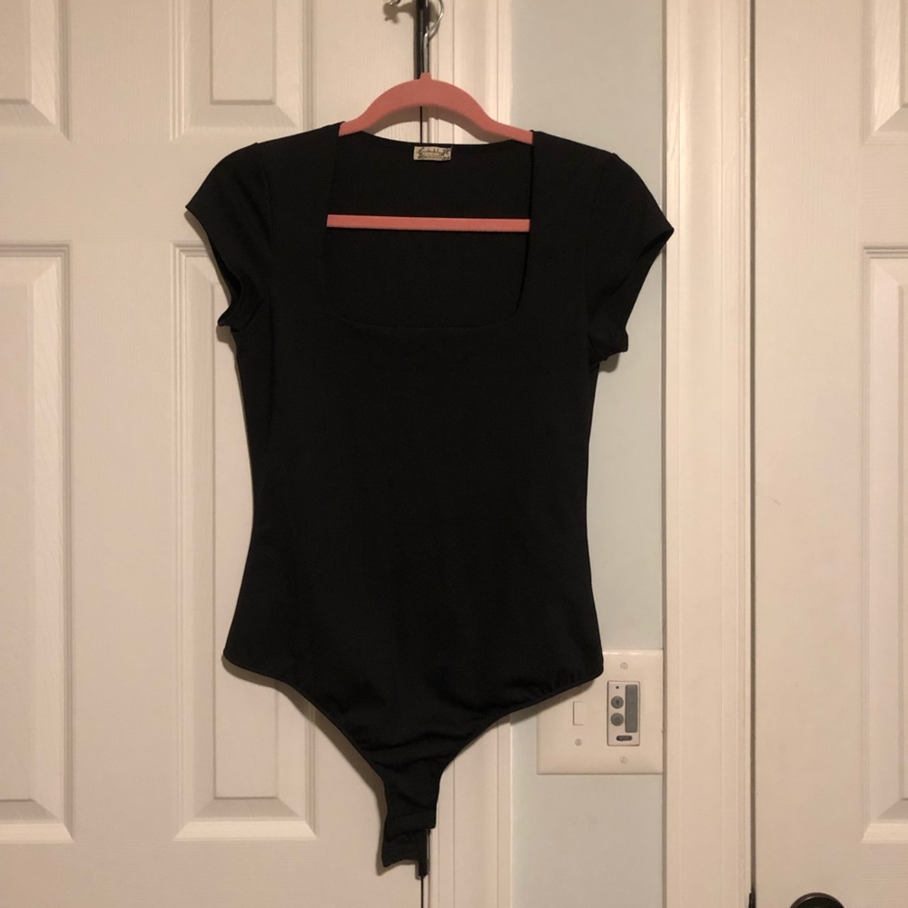 Free People Fair and Square Neck Black BodySuit; Never Been Worn w/o Tags
